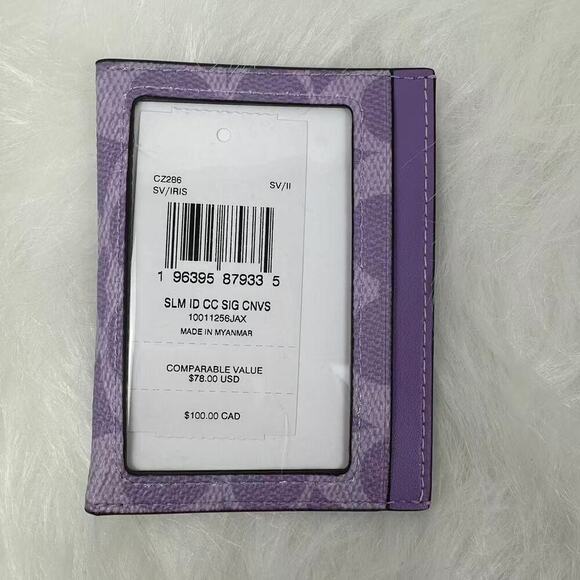 Coach Slim Id Card Case In Signature Canvas CZ286 In Silver/Iris - Picture 2 of 2